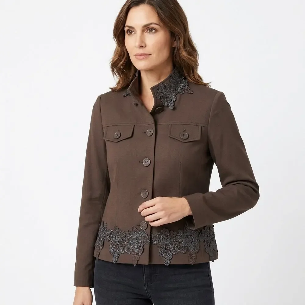 Gloria Estelles Barcelona Wool Brown Jacket Women Size 46